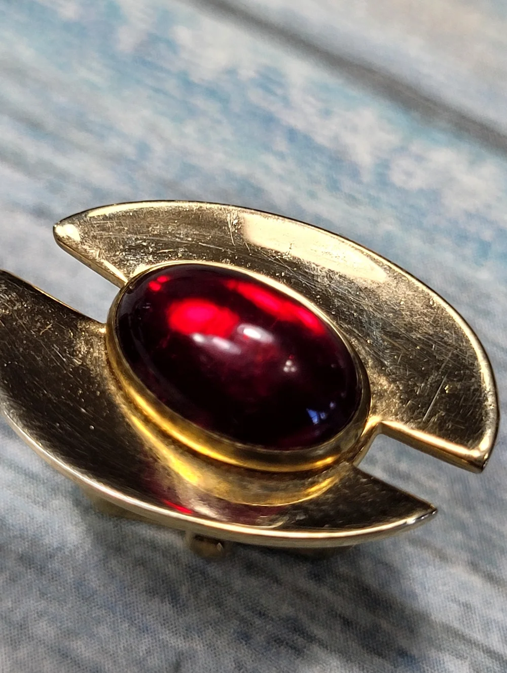 Anson Gold-Tone Cufflinks with red cabochon
